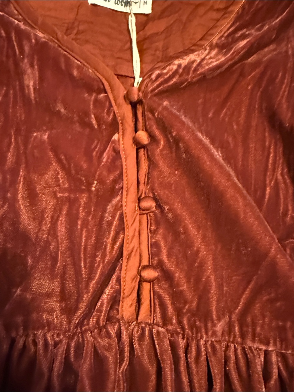 Women's Velvet Tiered Maxi Dress in Rust - Picture 4 of 9